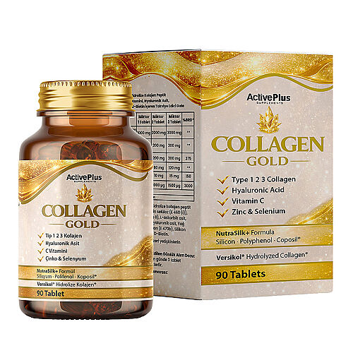 ActivePlus Collagen Gold Takviye Edici Gıda 90 Tablet - Active Plus