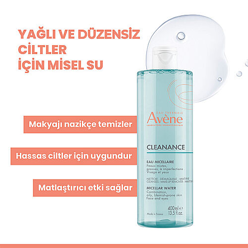 Avene Cleanance Karma ve Düzensiz Ciltler için Glutamik Asit İçeren Misel Su 400 ml - 3