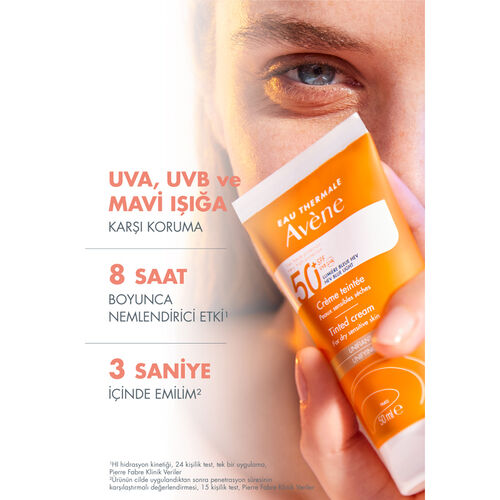 Avene Cream SPF 50+ Kuru Ciltler için Renkli Güneş Kremi 50 ml - 5