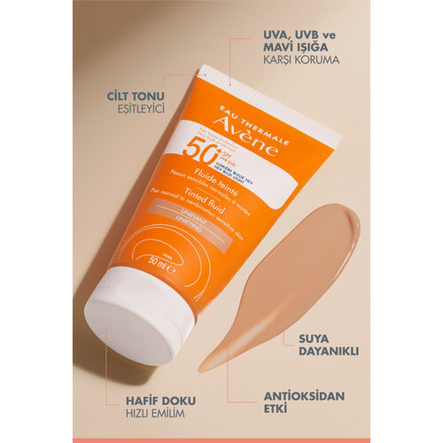 Avene Tinted Fluid SPF 50+ Normal ve Karma Ciltler İçin Renkli Yüz Güneş Kremi 50 ml - 5
