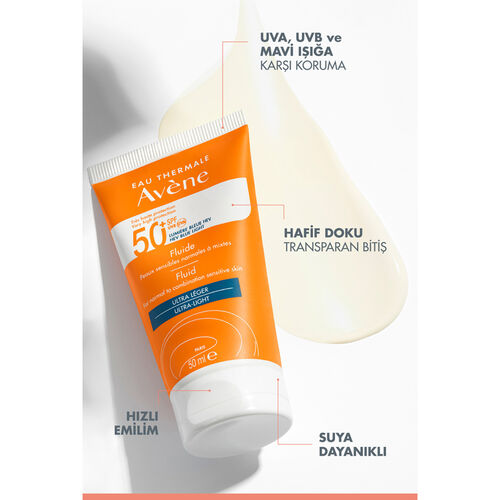 Avene Ultra Fluid Invisible Normal ve Karma Ciltler İçin SPF 50+ Güneş Kremi 50 ml - 3