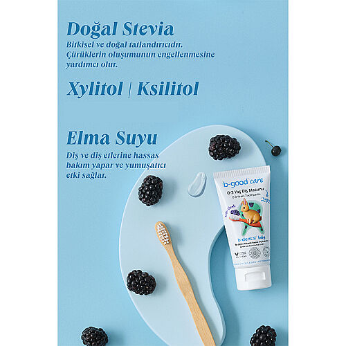 b-good b-dental 0-3 Yaş Bebek Diş Macunu Florürsüz Böğürtlen 50 ml - 4