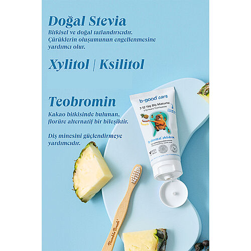 b-good b-dental 7-12 Yaş Çocuk Diş Macunu Florürsüz Ananas 50 ml - 4