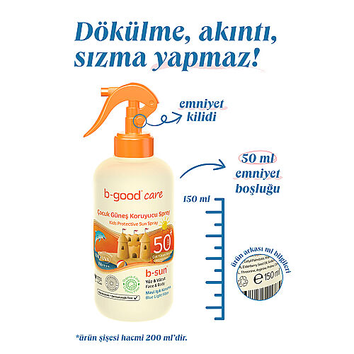 b-good b-sun Spf50+ Çocuk Koruyucu Güneş Spreyi 150 ml - 4