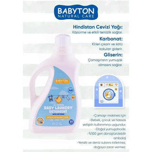 Babyton Doğal Bebek Çamaşır Sabunu Bitkisel Deterjan 1000 ml - 4