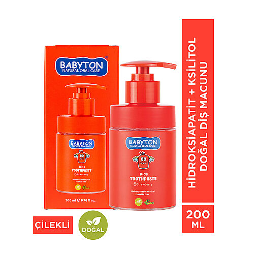 Babyton Kids Toothpaste Doğal Çilekli Diş Macunu 200 ml - Babyton