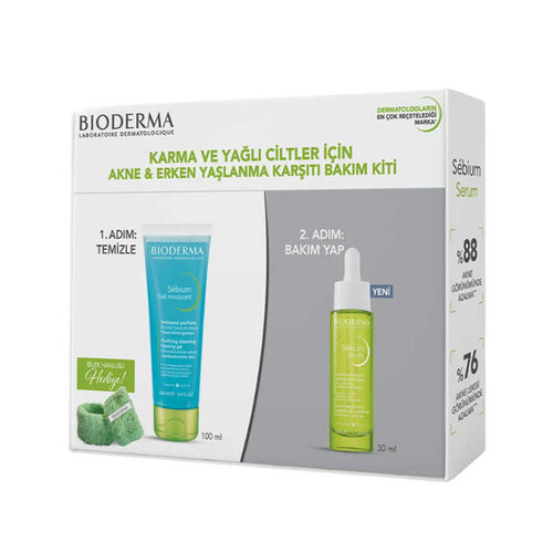 Bioderma - Bioderma Karma ve Yağlı Ciltlere Özel Erken Yaşlanma Karşıtı Bakım Kiti