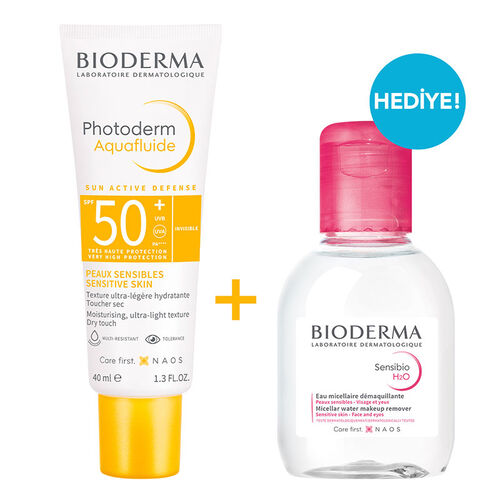 Bioderma Photoderm Aquafluid SPF50+ 40 ml Sensibio H20 100 ml HEDİYE - Bioderma