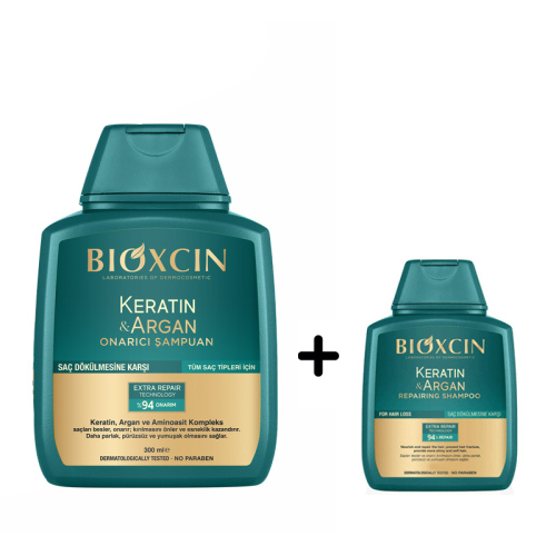Bioxcin Keratin ve Argan Şampuan 300 ml - Keratin ve Argan Şampuan 100 ml HEDİYE - Bioxcin