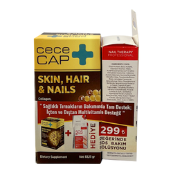 Cececap Skin Hair Nails Takviye Edici Gıda 90 Kapsül + Eveline Cosmetics SOS Bakım Solüsyonu HEDİYE - 1