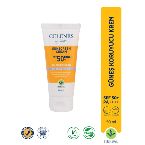 Celenes By Sweden Herbal Kuru ve Hassas Ciltler İçin Güneş Kremi SPF50+ 50 ml - Celenes By Sweden (1)