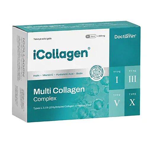 Doctamin İCollagen Hidrolize Kollajen, Prebiyotik Lif ve Bitki Ekstreleri içeren Tablet Takviye Edici Gıda 60 Tablet - Doctamin
