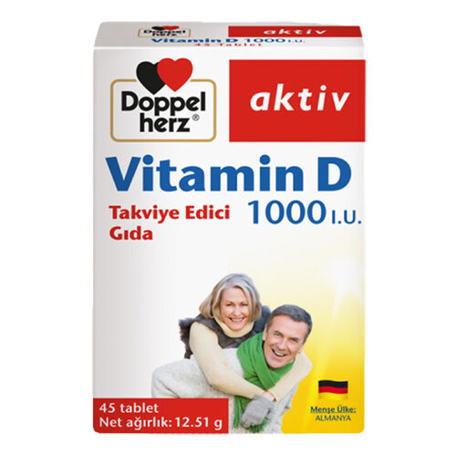 Doppel Herz Vitamin D 1000 I.U. Takviye Edici Gıda 45 Tablet - Doppel Herz