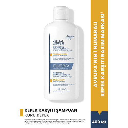 Ducray Kelual Squanorm Kuru Saçlar İçin Kepek Karşıtı Şampuan 400 ml - 2