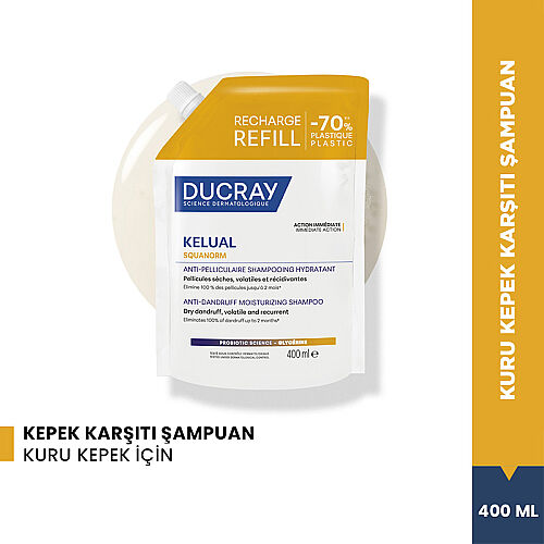 Ducray Kelual Squanorm Kuru Saçlar İçin Kepek Karşıtı Şampuan 400 ml - Refill - Ducray (1)