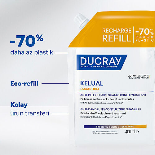 Ducray Kelual Squanorm Kuru Saçlar İçin Kepek Karşıtı Şampuan 400 ml - Refill - 3
