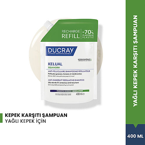 Ducray Kelual Squanorm Yağlı Saçlar için Kepek Karşıtı Şampuan 400 ml -  Refill - Ducray (1)