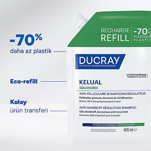 Ducray Kelual Squanorm Yağlı Saçlar için Kepek Karşıtı Şampuan 400 ml -  Refill - 3