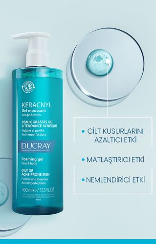 Ducray Keracnyl Yağlı Ciltler İçin Temizleme Jeli 400 ml - 5