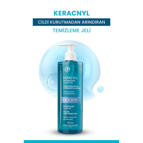 Ducray Keracnyl Yağlı ve Akneye Eğilimli Ciltler için Yüz Temizleme Jeli 400 ml - 3