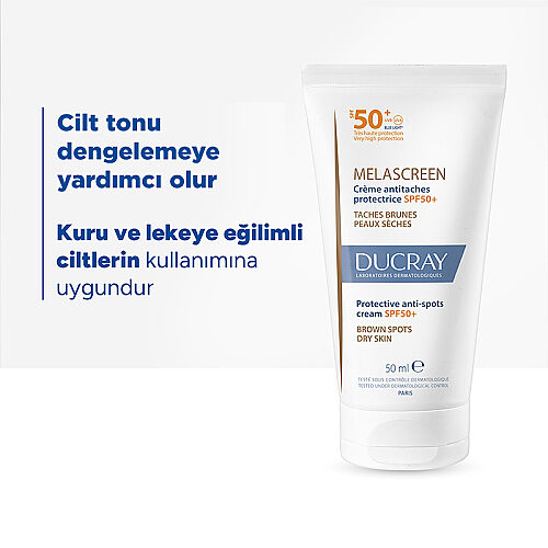 Ducray Melascreen UV Cream SPF 50+ Kuru Ciltler için Leke Karşıtı Güneş Kremi 50 ml - Ducray (1)