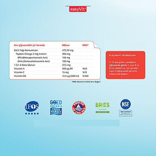 Easy Fish Oil Beta Glukan Çiğnenebilir 30 Jel Form - 5