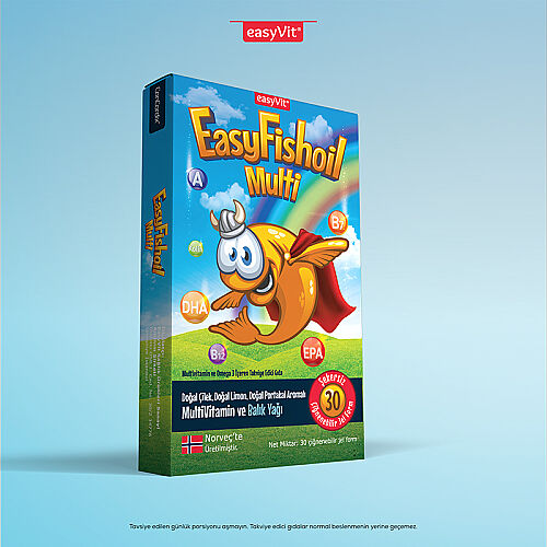 Easy Fish Oil Multi + Omega 3 Çiğnenebilir Tablet 30 Adet - EasyVit (1)