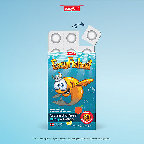 Easy Fish Oil Portakal ve Limon Aromalı Balık Yağı ve D Vitamini 30 Çiğnenebilir Form - 3