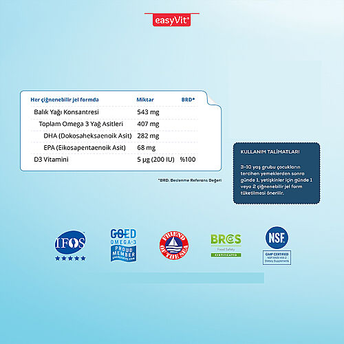 Easy Fish Oil Portakal ve Limon Aromalı Balık Yağı ve D Vitamini 30 Çiğnenebilir Form - 5