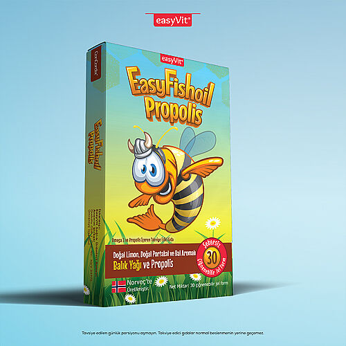 Easy Fish Propolis + Balık Yağı + A vitamini 30 Çiğnenebilir Jel - EasyVit (1)