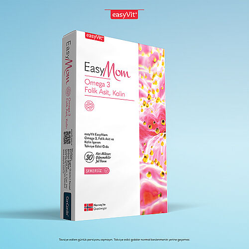 EasyMom Omega 3 Folik Asit ve Kolin İçeren Takviye Edici Gıda 30 Adet - EasyVit (1)