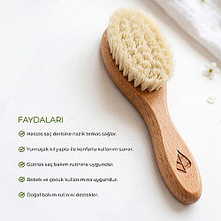 Ecowera Doğal Keçi Kılı Bebek Saç Fırçası - 3