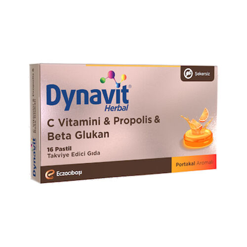 Eczacıbaşı Dynavit Herbal C Vitamini - Propolis ve Beta Glukan İçerikli Pastil 16 Adet - Dynavit