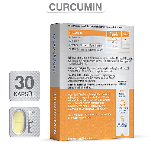Goodday Curcumin Takviye Edici Gıda 30 Kapsül - 3