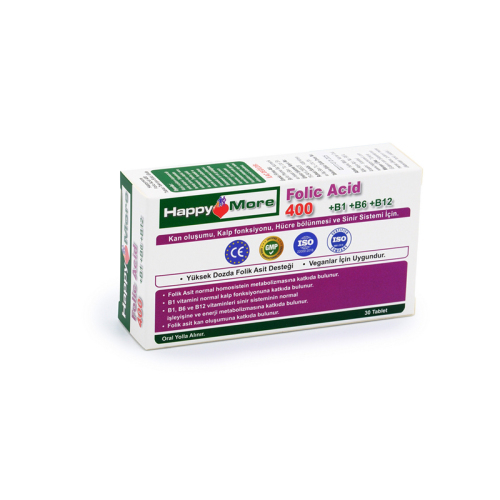 HappyMore Vitamin Folik Asit Takviye Edici Gıda 30 Tablet - 3