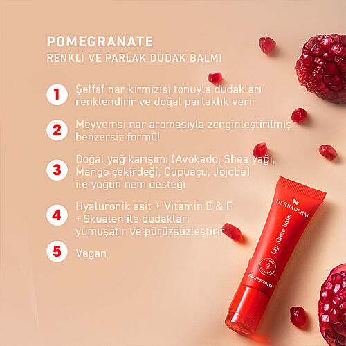 Herbaderm Lip Shine Balm - Pomegranate 10 ml - 7