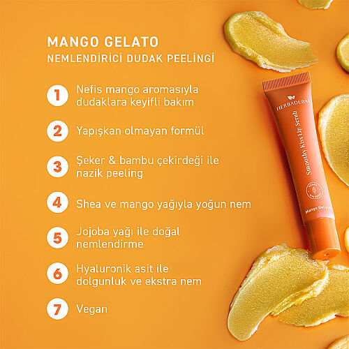 Herbaderm Smoothy Kiss Lip Scrub - Mango Gelato 15 ml - 7