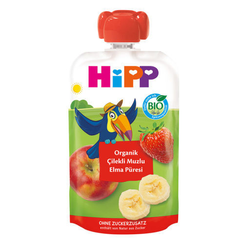 Hipp Organik Çilekli Muzlu Elma Püresi 100 gr - 1