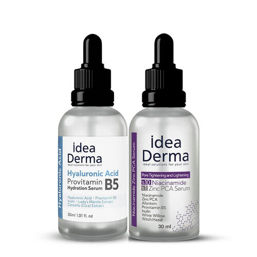 İdea Derma Hyaluronik Asit ve Niacinamide Nem ve Leke Bakım Seti - İdea Derma