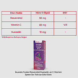İmuneks Farma Resveratrol Kuersetin ve C Vitamini İçeren Sıvı Takviye Edici Gıda 150 ml - 3