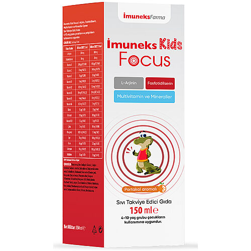 Imuneks Kids Focus Portakal Aromalı Sıvı Takviye Edici Gıda 150 ml - Imuneks
