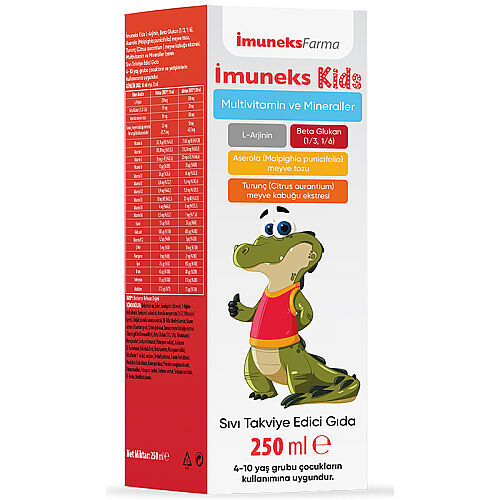 Imuneks Kids Multivitamin ve Mineraller İçeren Sıvı Takviye Edici Gıda 250 ml - Imuneks