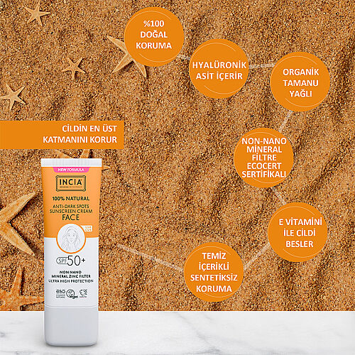 INCIA %100 Doğal Spf 50 Leke Karşıtı Yüz Kremi 30 ml - 5