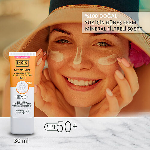 INCIA %100 Doğal Spf 50 Leke Karşıtı Yüz Kremi 30 ml - 7