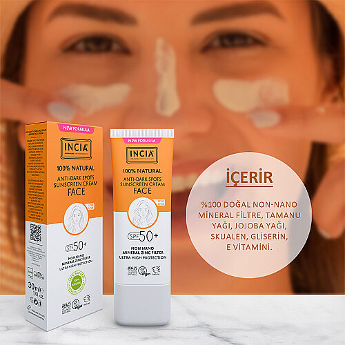 INCIA %100 Doğal Spf 50 Leke Karşıtı Yüz Kremi 30 ml - 8