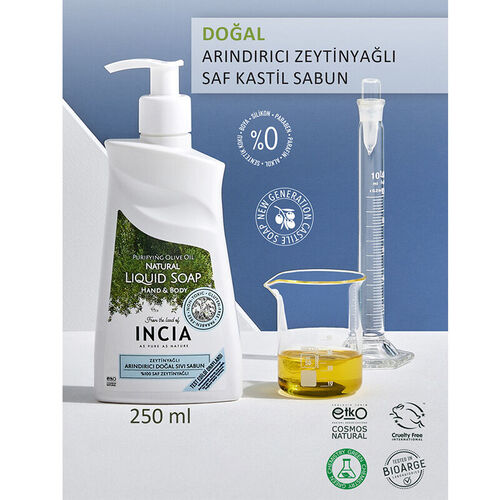 INCIA Arındırıcı Zeytinyağlı Doğal Sıvı Sabun 250 ml - 6