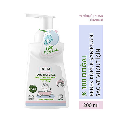 Incia Bebekler İçin Doğal Köpük Şampuanı Saç ve Vücut İçin 200 ml - INCIA (1)