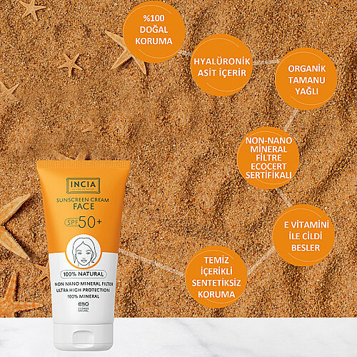 INCIA Yüz İçin %100 Doğal Güneş Kremi 50 SPF 50 ml - 5