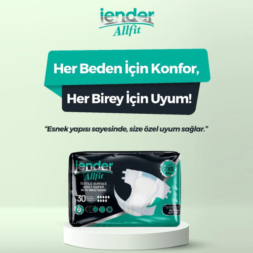Jender Allfit Bebek ve Yetişkinlere Özel Bel Bantlı Bez 30 Adet - Extra Small - Jender (1)