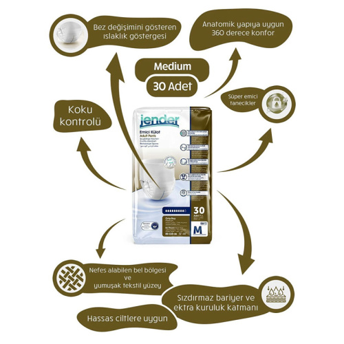 Jender Emici Külot Hasta Bezi 30 Adet - Medium - Jender (1)